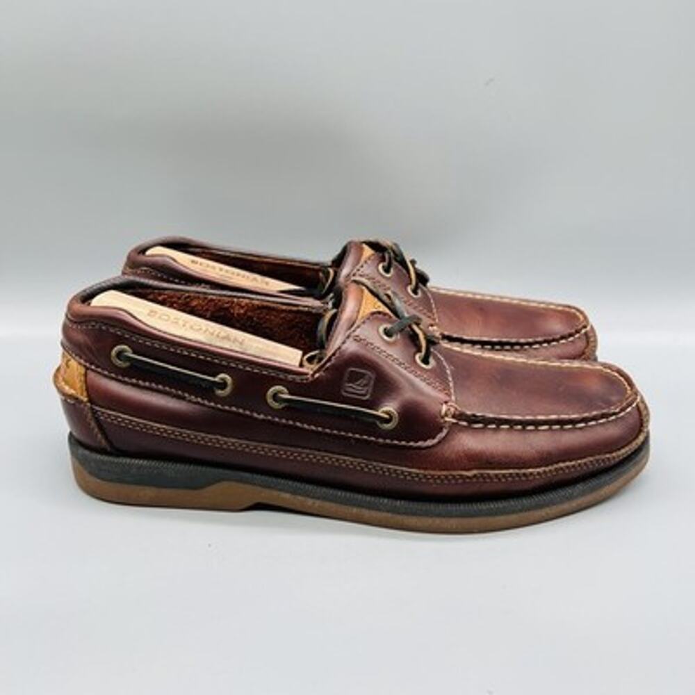 Sperry Shoes Mens 11 Brown Leather Top Sider Mako Boat Moc Toe Casual Comfort